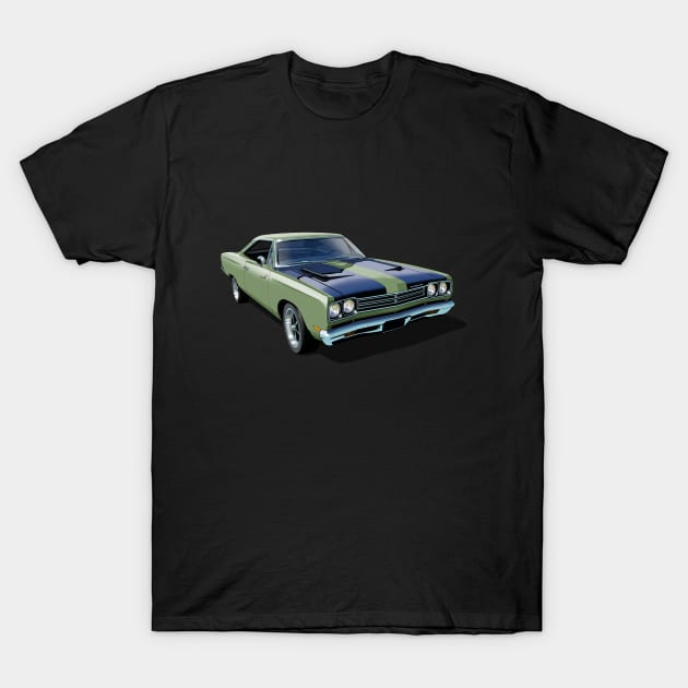 1969 Plymouth Roadrunner in light green T-Shirt by candcretro